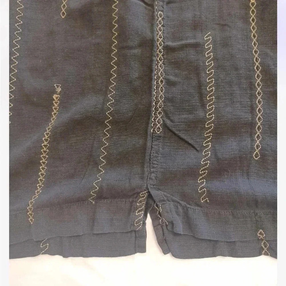 Cotton Reel 100% Silk Black Gold  Button Down Short Sleeve Shirt Size L - Picture 10 of 11